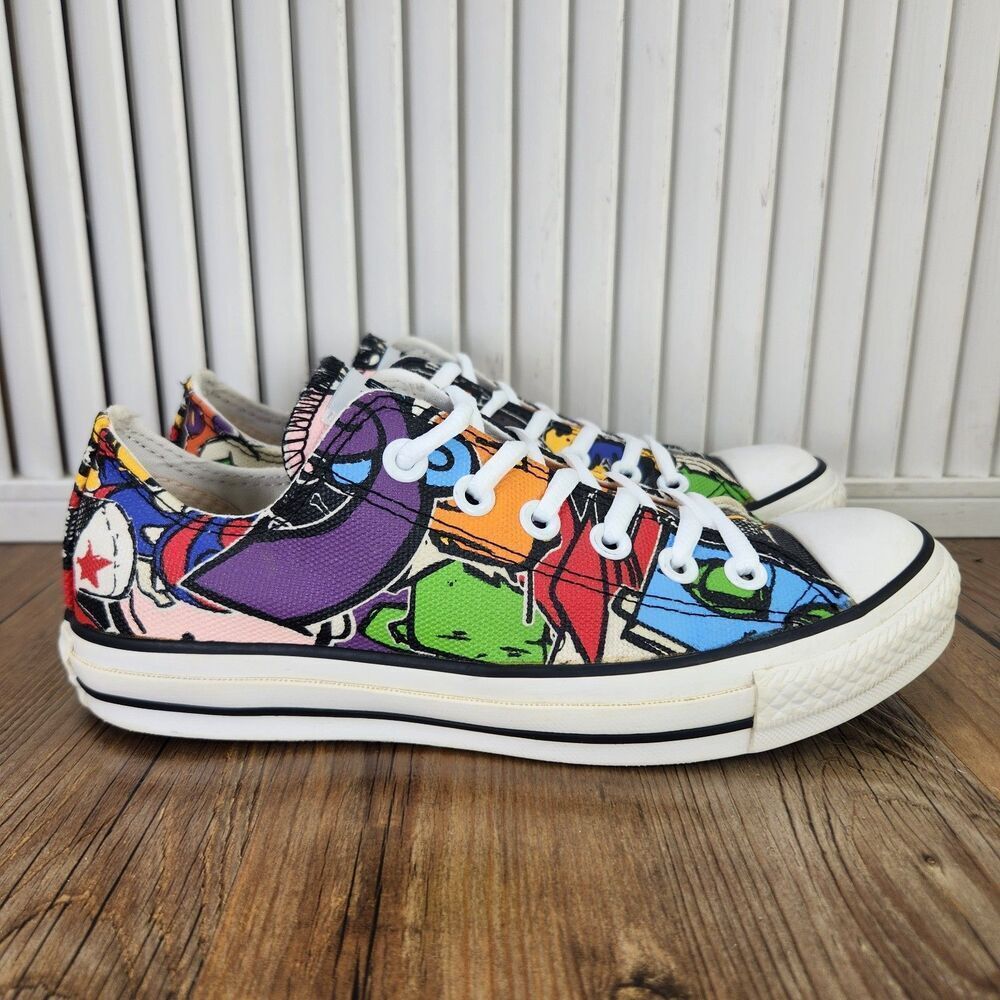 Converse Chuck Taylor All Star Low Graphic Canvas Shoes Womens Sz 7 Y2K Colorful